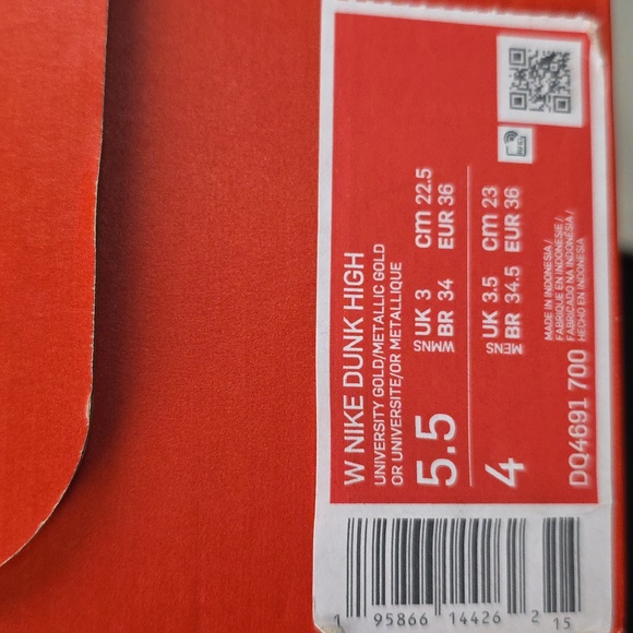 Nike Dunk High (2021) "University Gold" Women's Size 5.5 DQ4691 700 New - Picture 8 of 9